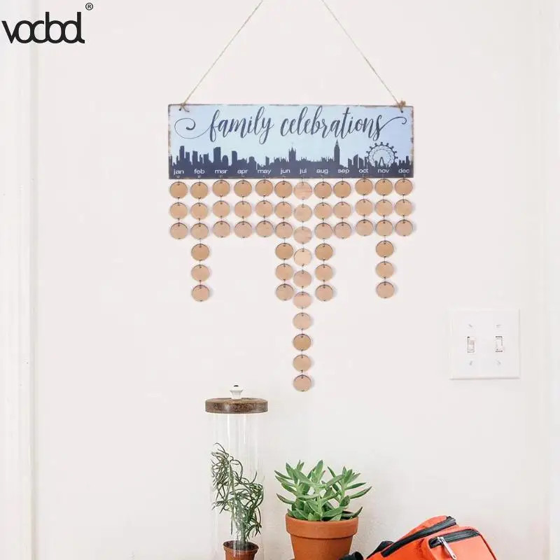 

New DIY Wooden Wall Hanging Calendar Family Friends Birthday Special Dates Reminder Sign Planner Mark Board Home Decor Gift