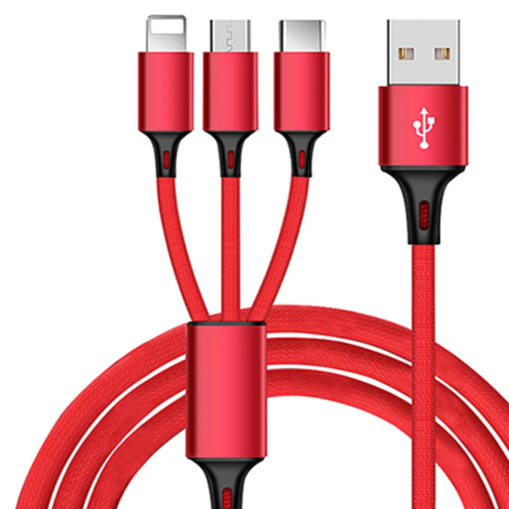 

3 In 1 USB Cable Fast Charging Cable For iPhone Charging Cable For Android Micro USB Type-c Mobile Phone Cables Charge Cord