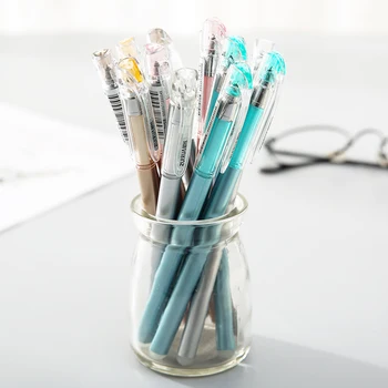 

12pcs/box Mix Retro Color 0.38mm Erasable Black Ink Signature Gel Pen Stationery Office Student Writing School Supply Kids Gift