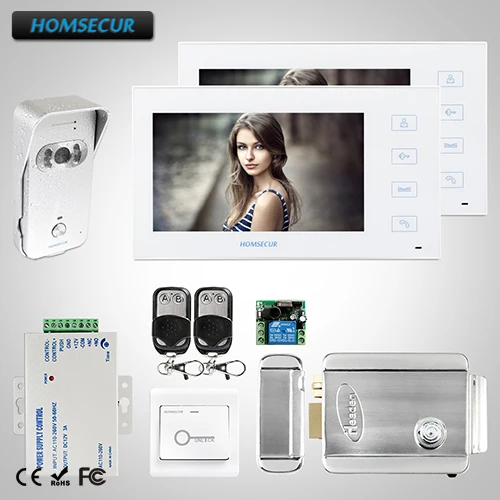 

HOMSECUR 7"Wired Hands-free Video&Audio Smart Doorbell+Touch Button TC021-S +TM704-W