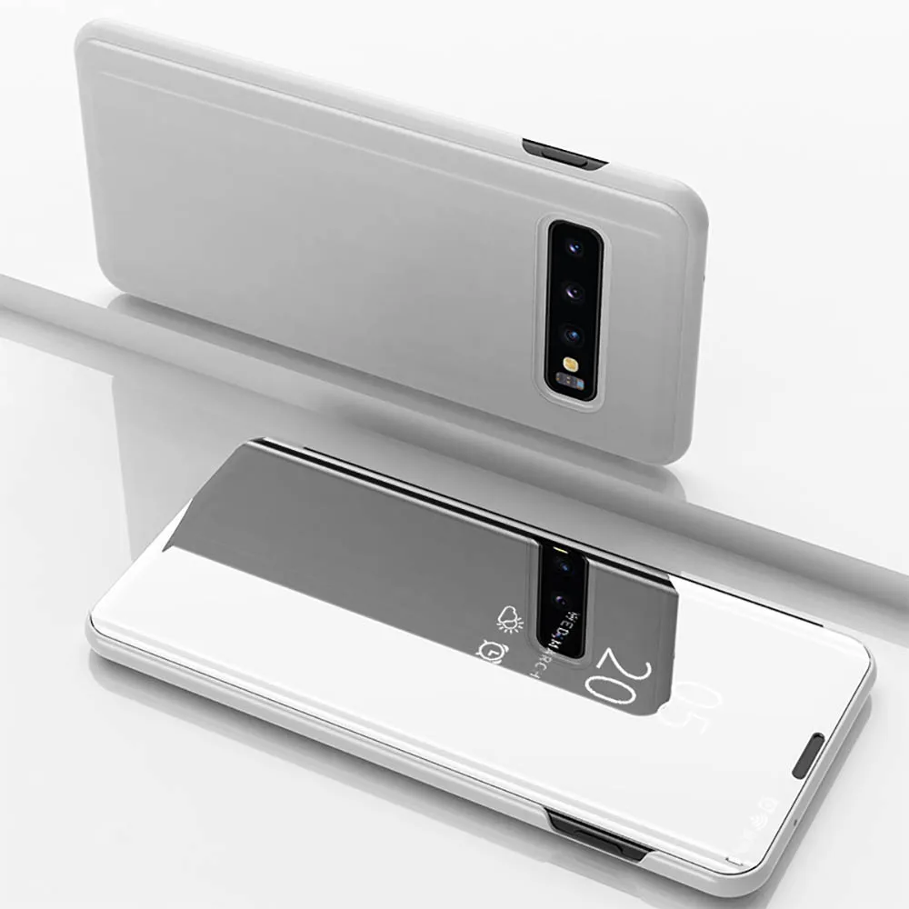 Зеркальный чехол для телефона для samsung S10E S10 S9 S8 плюс S7 S6 Edge чехол пленка для экрана с четким изображением для samsung Galaxy Note 9 8 5 4 Чехол - Цвет: Серебристый