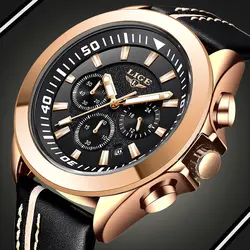 LIGE новые мужские часы лучший бренд водостойкий автоматический Дата кварцевые часы человек спортивные часы с кожаным ремешком большой