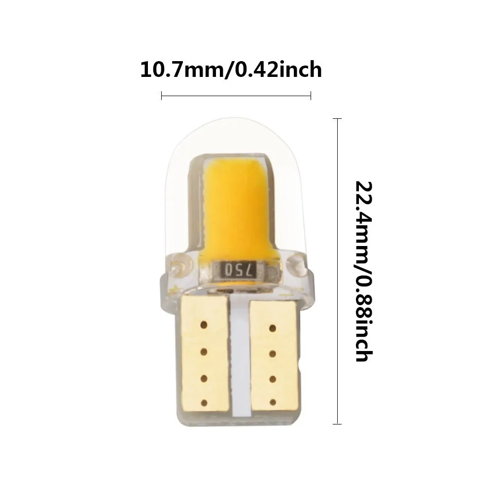 10 шт. автомобильный T10 светодиодный белый W5W 194 светодиодный 168 COB кремнезема Авто супер яркий Поворотная сторона номерного знака огни лампы DC 12 В