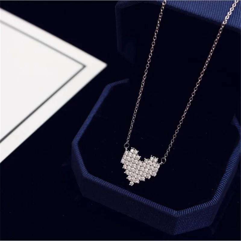 

2017 Color Keeping Collor Necklace&Pendant Rose Golden Silver Fancy Necklace Women Fine Crystal Heart Pendant Elegant Jewelry