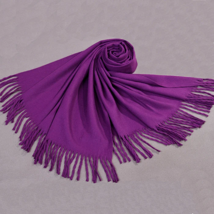 

Purple Female Cashmere Blend Shawl Scarf Long Large Tassels Winter Cape Tippet Pashmina hijab Size 180 x 69 cm WS009