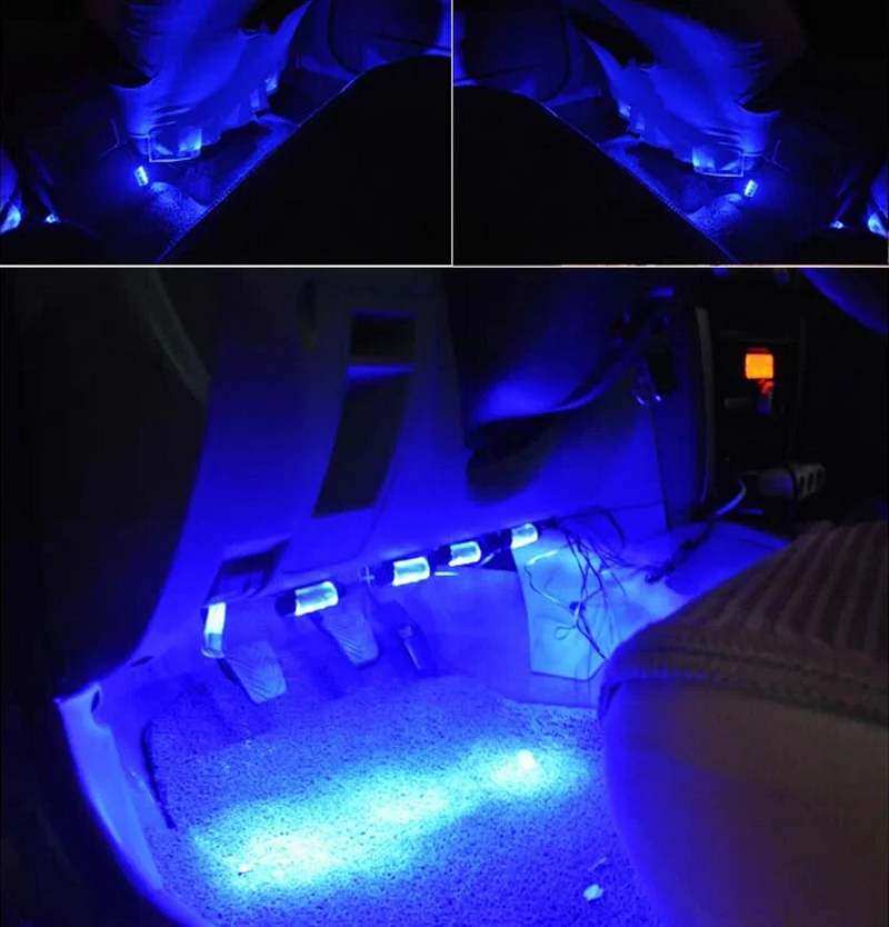 Универсальный Синий свет салона автомобиля светодиодная интерьерная подсветка 4