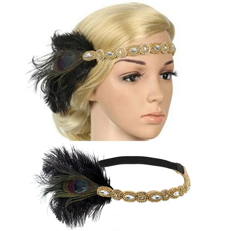 Винтажный головной убор с перьями павлина 1920s Great Gatsby винтажные ювелирные аксессуары