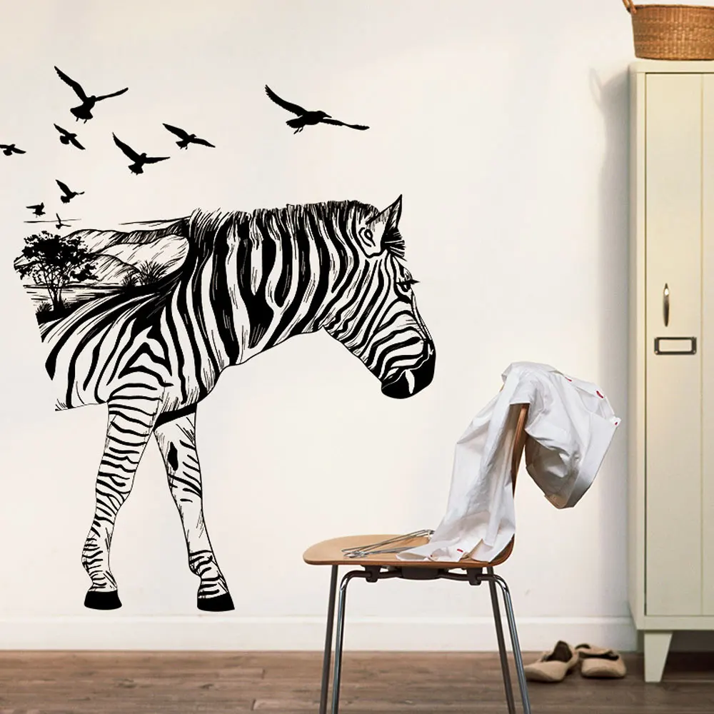 Goede Zebra Muurstickers Verwijderbare Muur Decor Decoratieve Schilderen Leveringen Muur Behandelingen Stickers voor Meisjes Kids Woonkamer Slaapkamer