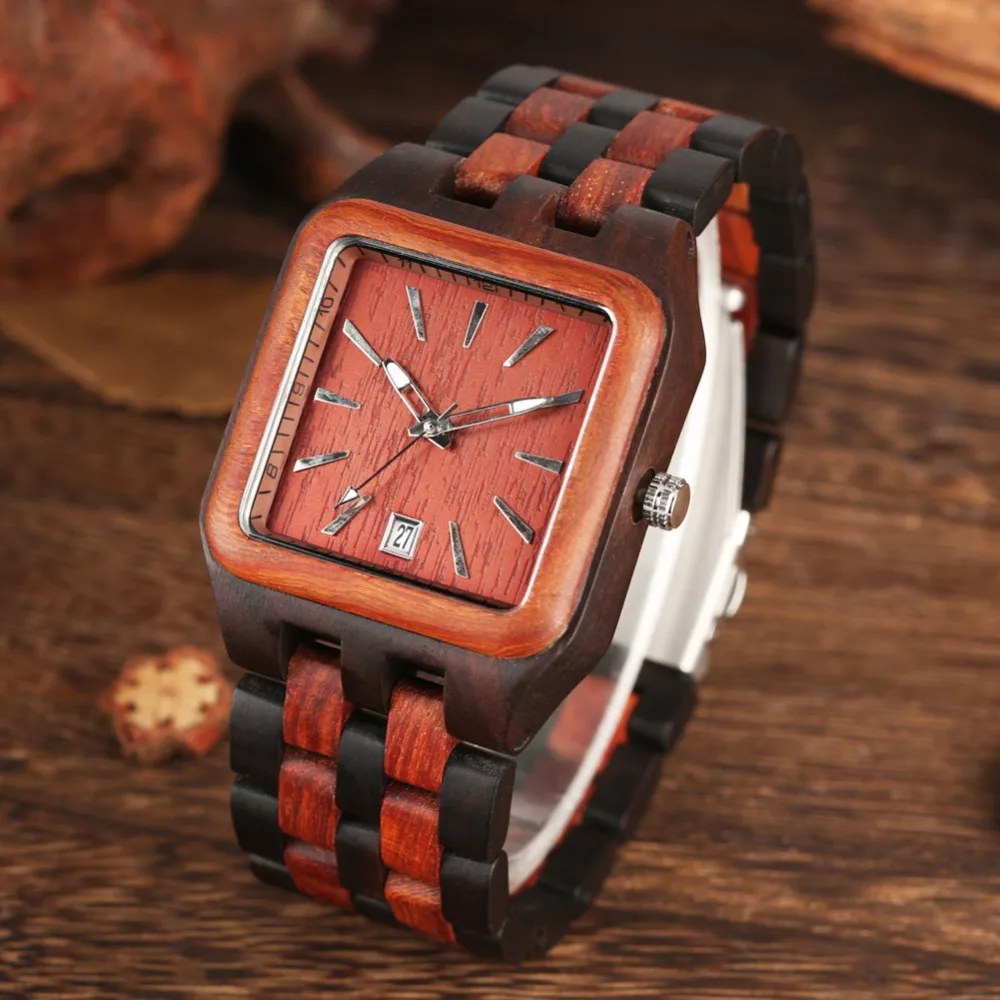 

Full Wood Watch Lightweight Wooden Watch Men Women Bamboo Wrist Watch Quartz Watches Square Dial Simple Watch reloj hombre