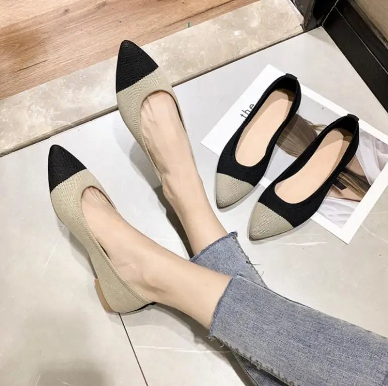

New 2019 Spring Women Slip On Flat Loafers Pointed Toe Shallow Ballet Flats Shoes Casual Flat Shoes Ballerina Flats Zapa Size 39