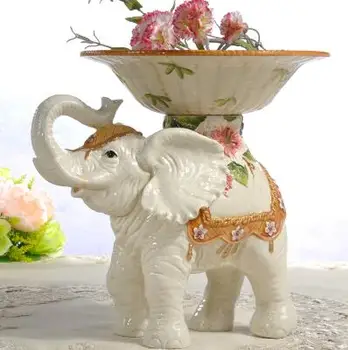 

ceramic lily Elephant fruit plate Candy Storage dish Dessert Snack Salad plate home decor wedding decoration handicraft figurine