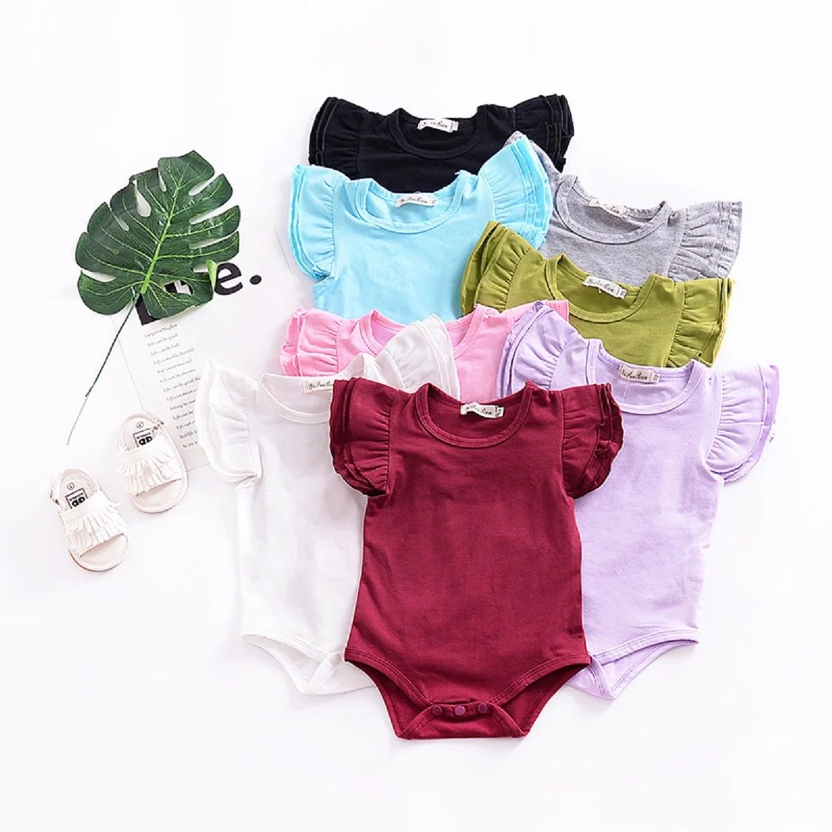 

Summer New Cute Infant Baby Girls Boy Cotton Ruffles Sleeveless Bodysuit Outfits Round Neck Jumpsuit Child Kids Sunsuit 0-24M