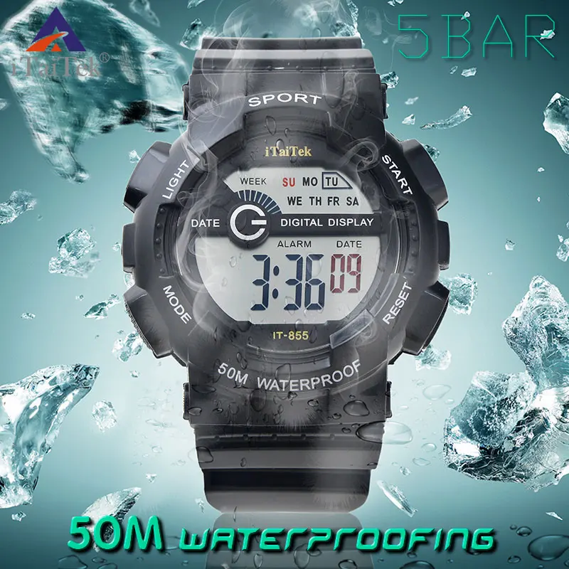 

iTaiTek men Digital electronic 50m Waterproof Backlit night vision multi-function watch 6colors male watches sport Watch