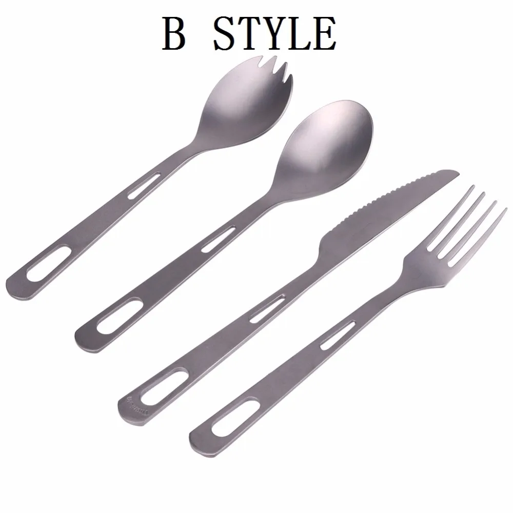 

Outdoor Tableware Ultralight Titanium Fork Spoon Flatware Spoon For Camping Hiking Travel Dinner Picnic Cutlery Set+Cloth Bag