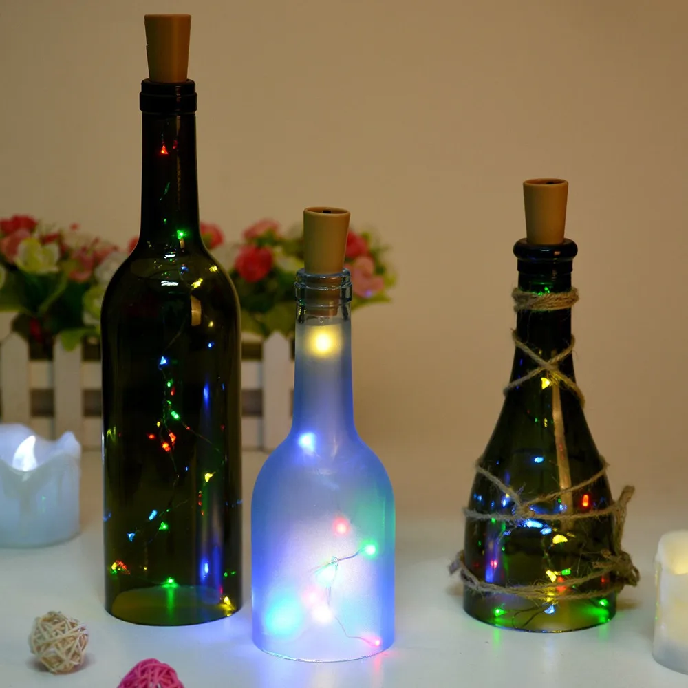 В комплекте батареи 10 шт 1 м 2 м светодиодный светильник пробка для бутылки вина с подсветкой пробковая форма для вечерние украшения свадьбы