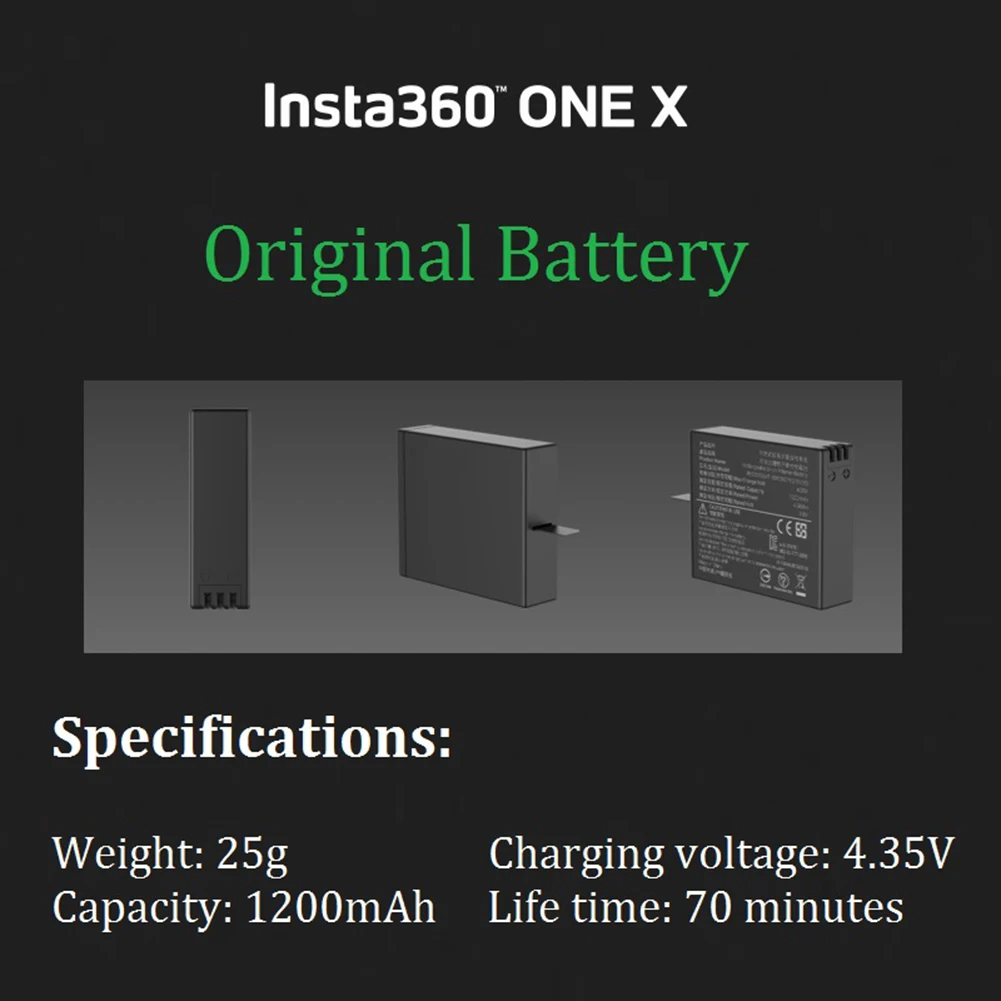1200 mAh LiPo батарея для Insta360 ONE X Низкая высокотемпературная батарея аксессуары