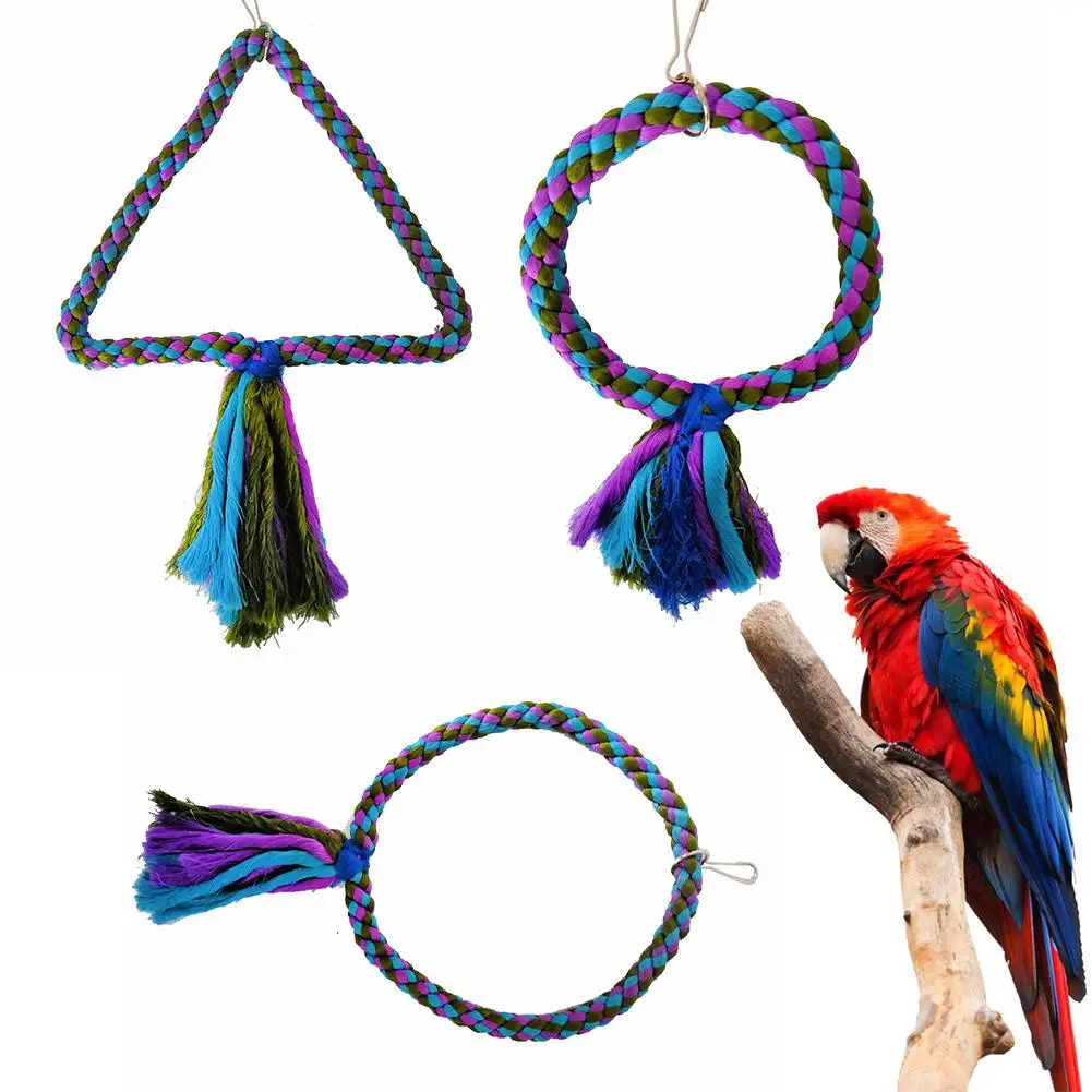 

Triangle Circle Shape Hemp Rope Parrot Climbing Swing Pet Bird Cage Hanging Toy