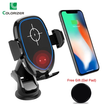 

Qi 10W Phone Car Holder Wireless Charger For iPhone XS Max XR X Samsung S10 S9 Smart Automatic Infrared Induction Sensor Bracket
