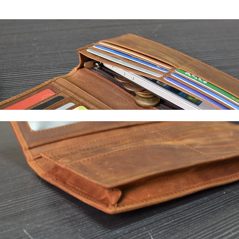 MAHEU высококачественный удлиненный кошелек с молнией мужской женский кошелек для 6 дюймов Iphone винтажный дизайнерский мужской женский кожаный Длинный кошелек