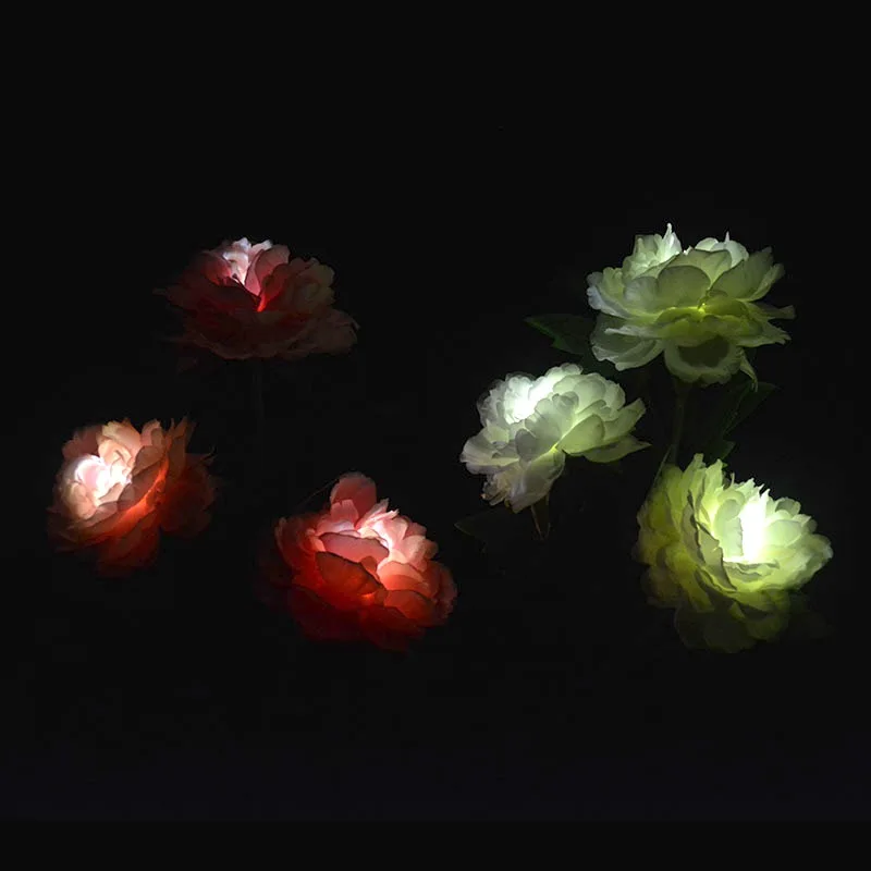 Good Chance for  Artificial Peony Flower Light 3 LED Solar Powered Light Landscape Pathway Lamp For Outdoor Party De