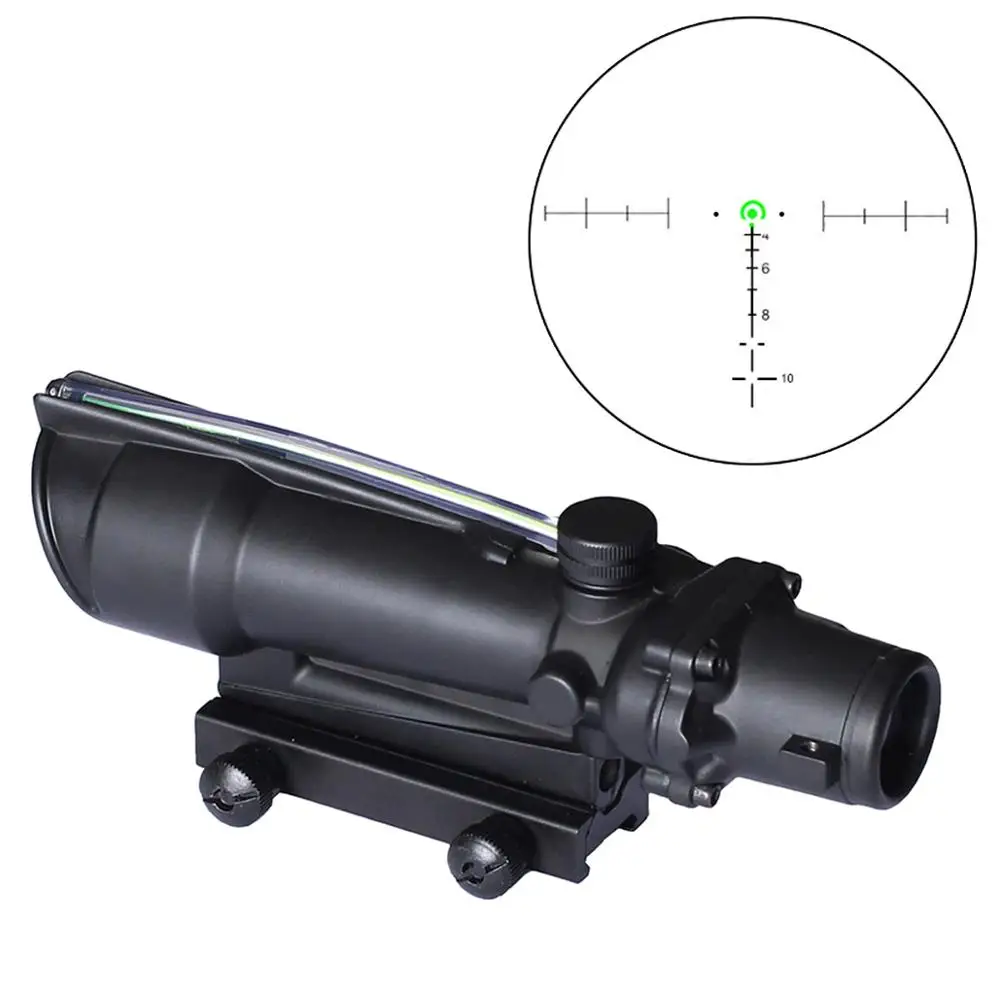 ACOG 5x35 прицел двойной подсветкой красный или зеленый волокно Оптика прицел с 3 модели сетки для охоты тактическая винтовка - Цвет: Green fiber