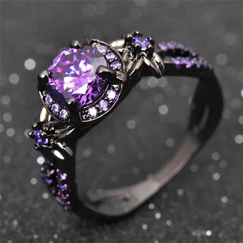 charming stone ring purple zircon fashion women wedding flower jewelry black gold filled engagement rings bague - Purple Wedding Rings charming stone ring purple zircon fashion women wedding flower jewelry black gold filled engagement rings bague - Purple Wedding Rings