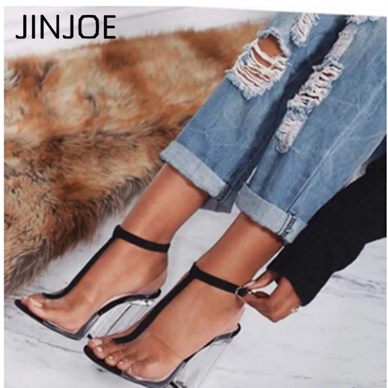 clear t strap sandals