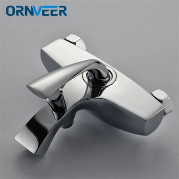 

Shower Faucet Wall Mounted Single Handles Faucet Spout Filler +Diverter Chrome Bathtub Valve Faucet Mixer Tap