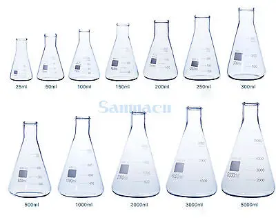 2000 мл коническая колба Erlenmeyer G3.3 лабораторные принадлежности из боросиликатного стекла