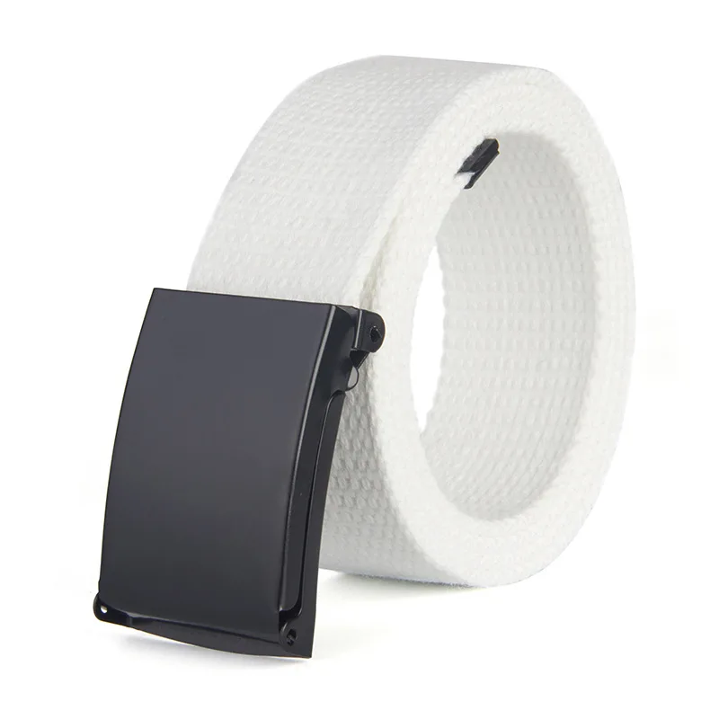 

Solid Color Men Women Ladies Female Male Unisex Plain Webbing Cotton Canvas Metal Buckle Belt Clothing Accessories 0724