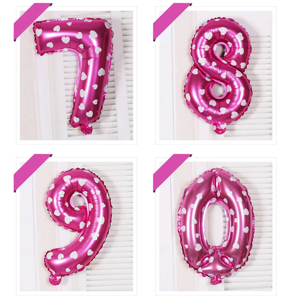 16.32.40 inch pink foil numbers balloons