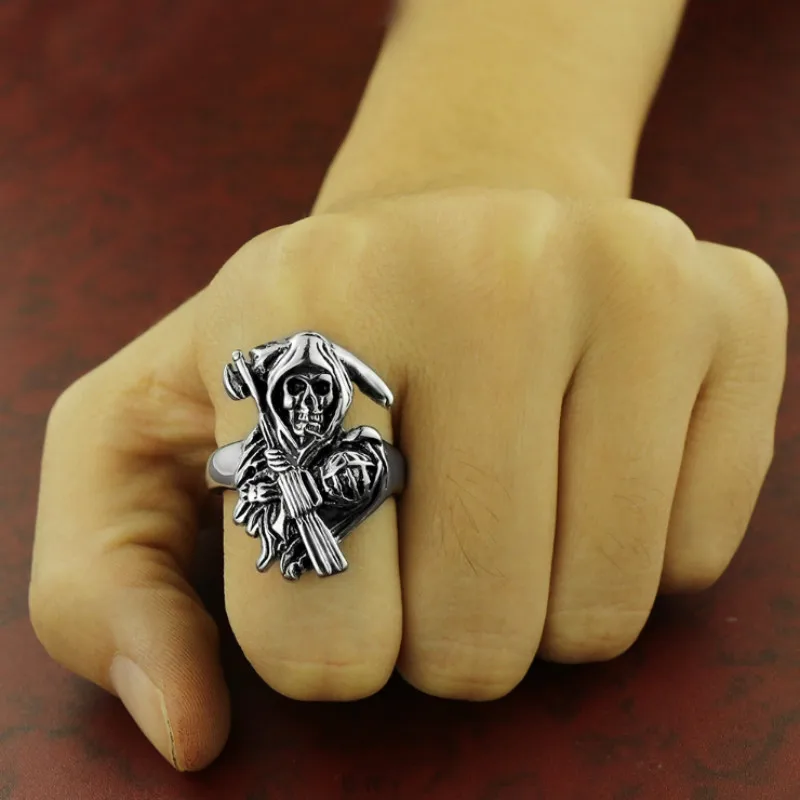 

Hot Sale The Sons Of Anarchy Rings Men Rock Punk Cosplay Accessories Punk Motorcycle Rider Ring Cosplay Props