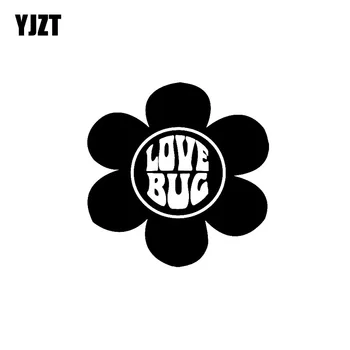 

YJZT 15.2CM*15.7CM Car Sticker Hippie Love Bug Flower Vinyl Decal Black/Silver C19-0161