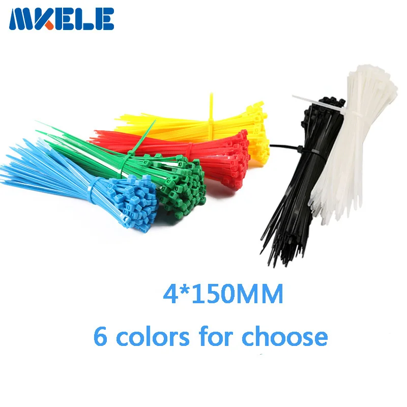 

4*150mm Colorful nylon cable ties cable wire tie Self-Locking plastic tie zip ties 100PCS/Bag and 6 colors for choose