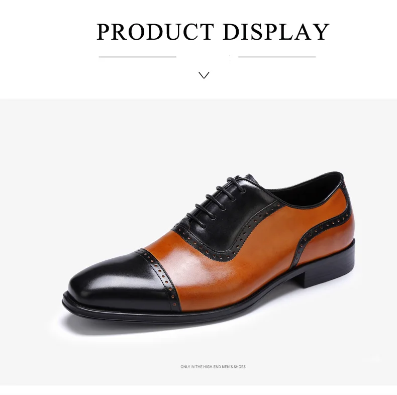 Men's Full Grain Leather Dress Shoes Classical Business Oxfords Shoes Mixed Color Men's Brogue Shoes Moccasin For Men Square Toe (7)