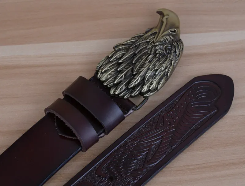 blue leather belt Eagle Designers Luxury Fashion Vintage Male Strap Brand Genuine Leather Belts for Men Punk Cowskin for Jeans Cintos Ceinture brown dress belt