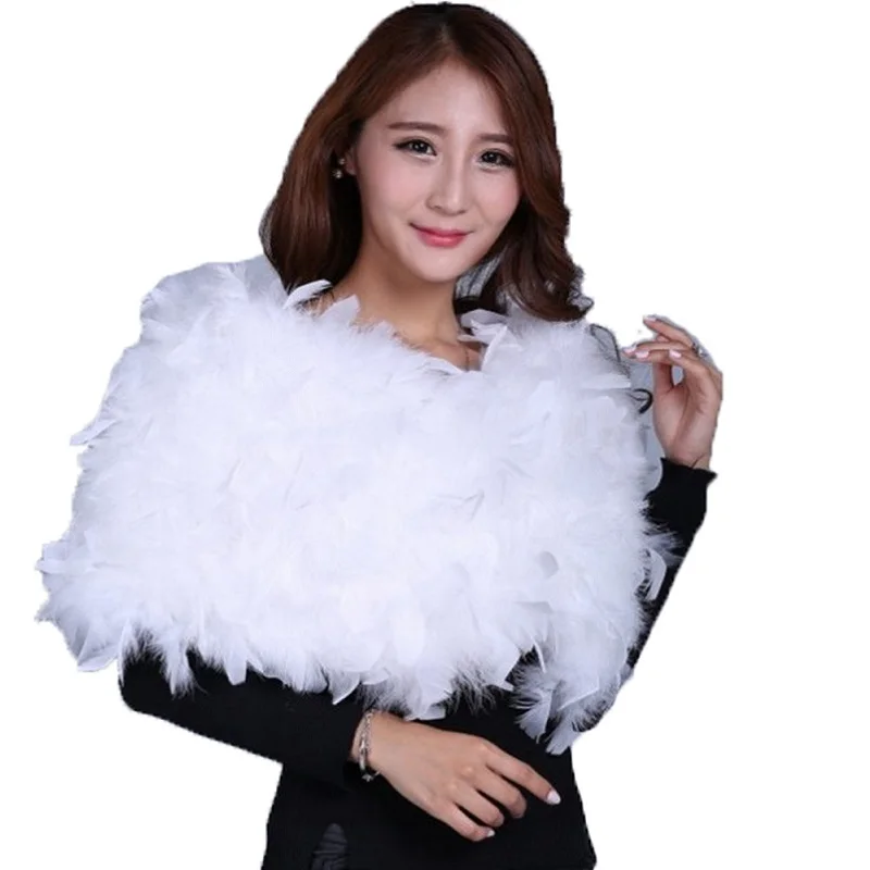 

Female Real Ostrich Feather Fur Cape/Scarf /Poncho for Bride Wedding Party Shawl 15 Colors Fluffy Warm Women