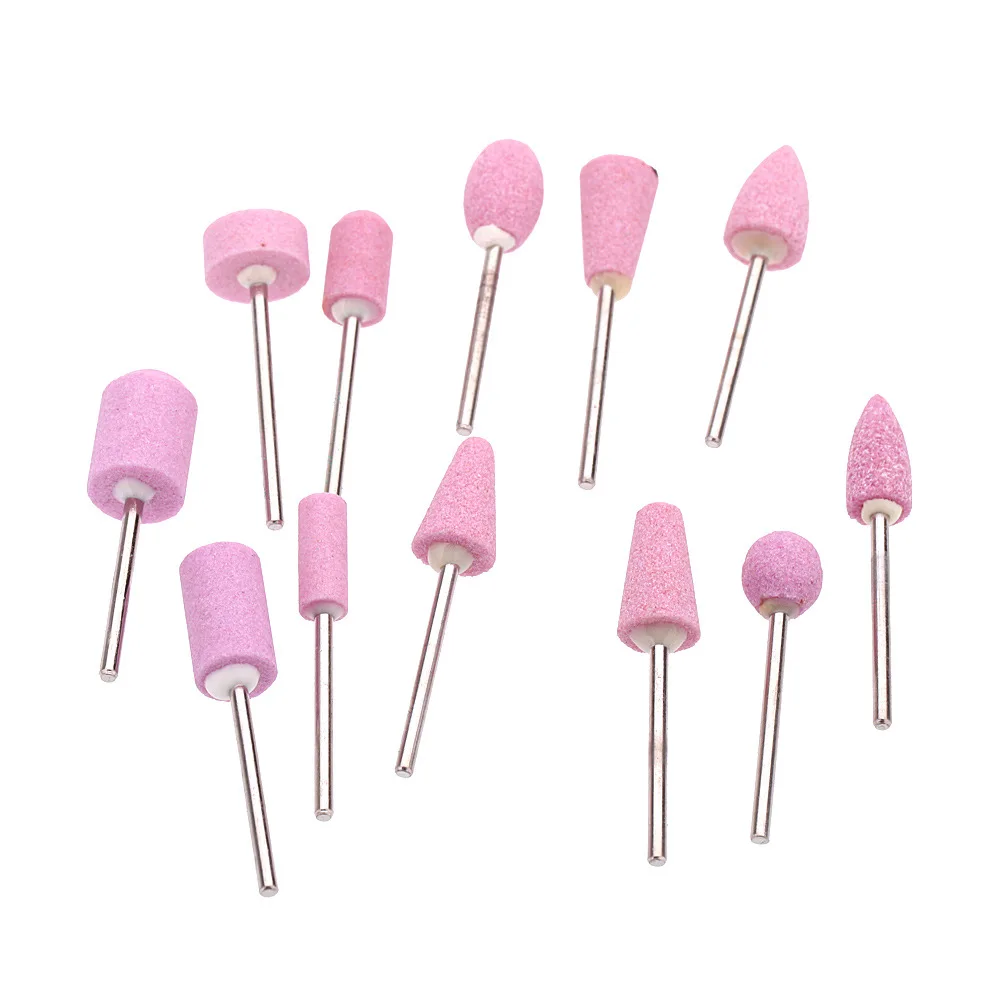 

12pc Abrasive Stone Points Electric Grinder Dremel Rotary Tool Column Bullet T-Shape Grinding Stone Shape Wheel Head Polishing