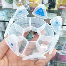 1 шт. пластиковая прозрачная мини-портативная маленькая коробка для лекарств, 7 дней в неделю, круглая коробка для таблеток, таблеток, разветвители, чехол для путешествий