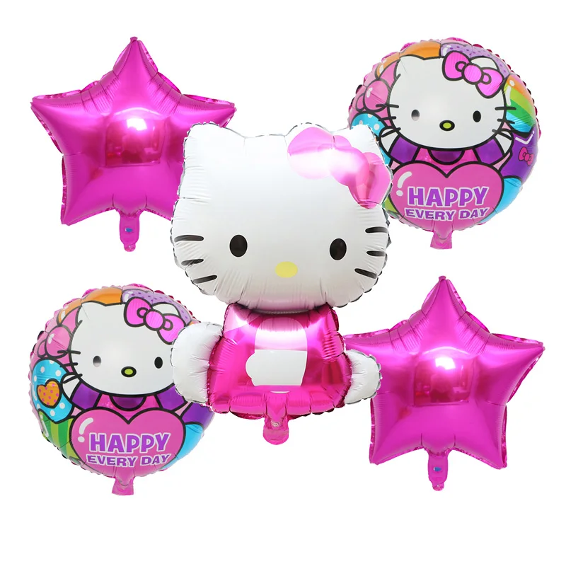 5 шт./лот, гелиевые шары из фольги с рисунком hello kitty, праздничные шарики для свадебного украшения, игрушки для детей - Цвет: 5pcs
