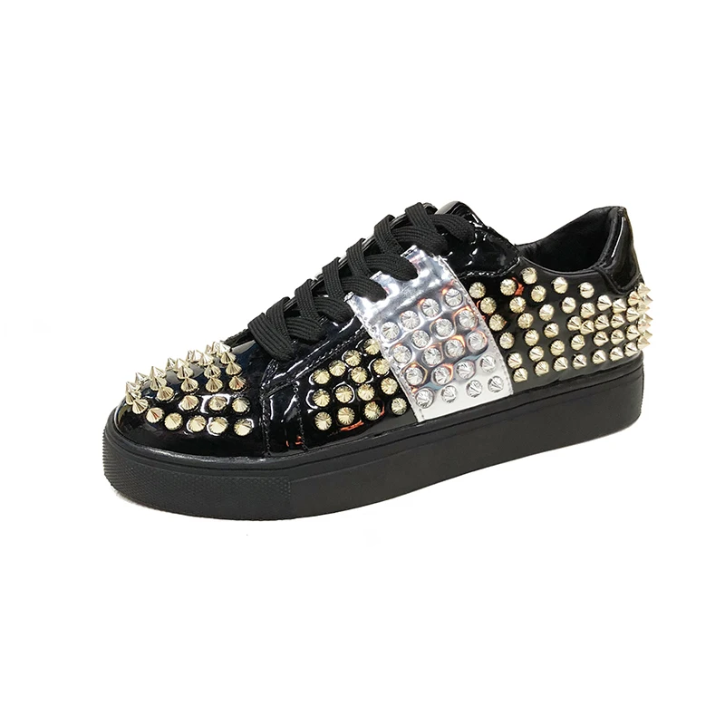

shoes woman leather shoes rivet shallow fashion female sneakers hard-wearing light student falts shoes autumn summer