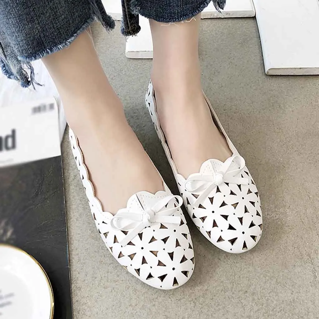 YOUYEDIAN Big size spring women flats shoes women leather flats ladies shoes female cutout slip on flat loafers Women Shoes#g40