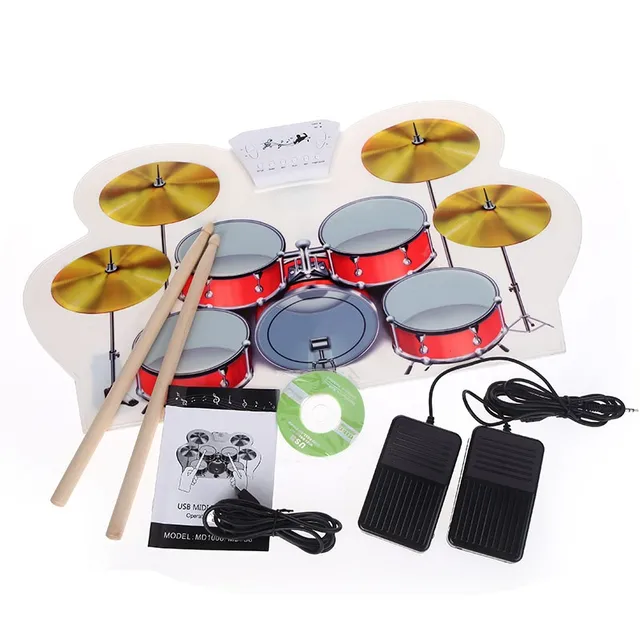 Flexible Portable Mini Electronic Roll Up batería del USB con palillos tambor del instrumento de percusión Drum Pad de silicona Kit - AliExpress