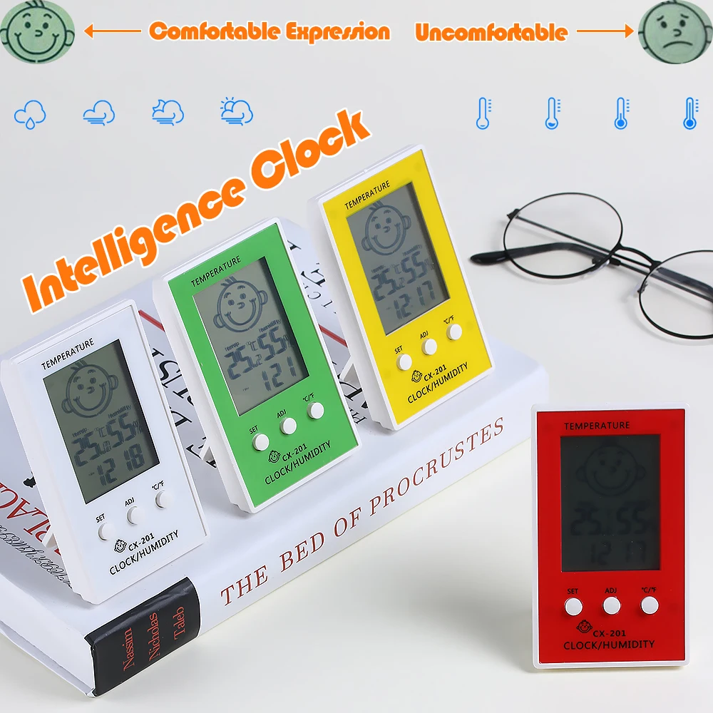 

Multicolor LCD Humidity Meter Temperature Logger Thermometer Digital Clock Baby/Infant Face Changing Hygrometer