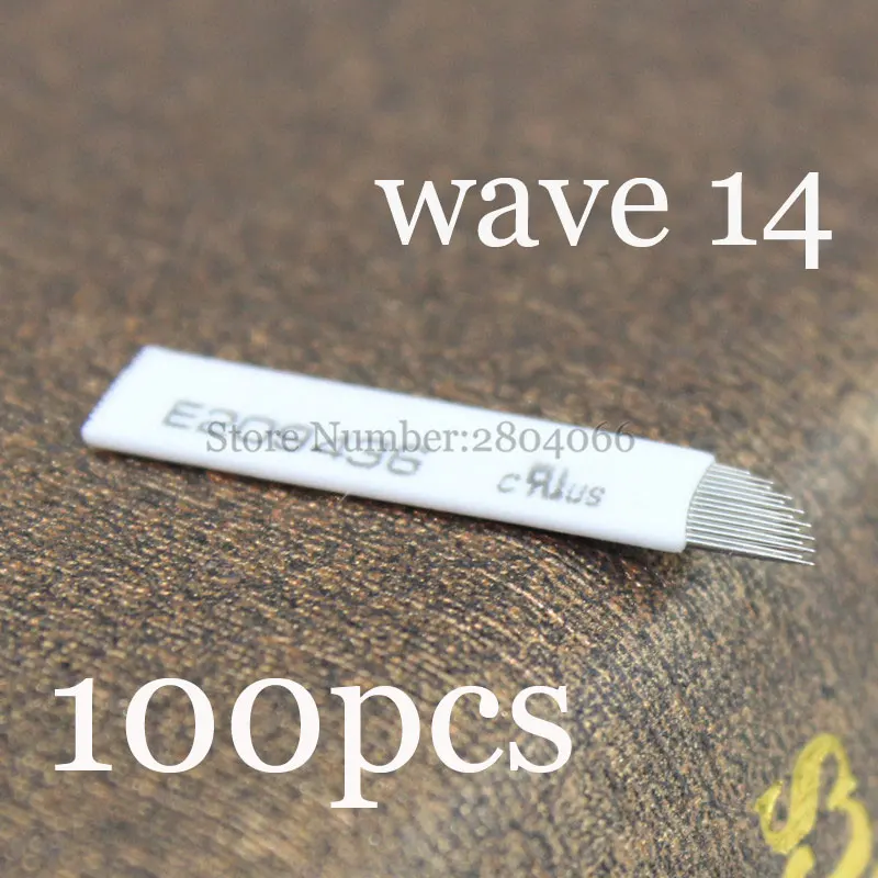 50/100 шт двухрядные ручная игла Ручка лезвия 15 контактов, микро лезвия, Перманентный макияж, микро лезвия, для тату бровей, 3D вышивка - Габаритные размеры: wave 14pins 100pcs