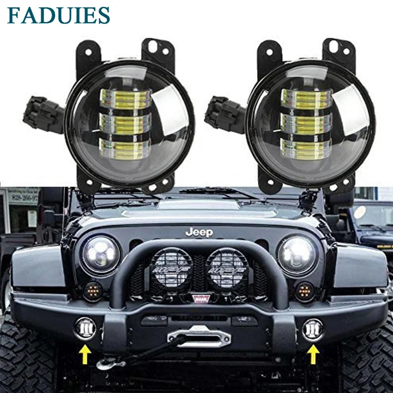 FADUEIS 2pscset 4 Inch 30W Led Fog Light For Jeep Wrangler Dodge Chrysler Front Bumper fog Lights  (3)