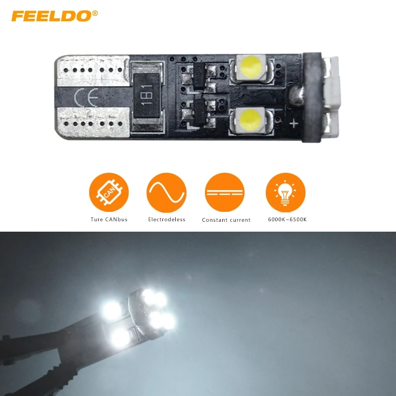 

100Pcs DC12V~14.5V 6000~6500K White 3528 8 SMD 8 LED T10 Wedge Lens LED Light Bulb With CANbus/Electrodeless/Constant Current