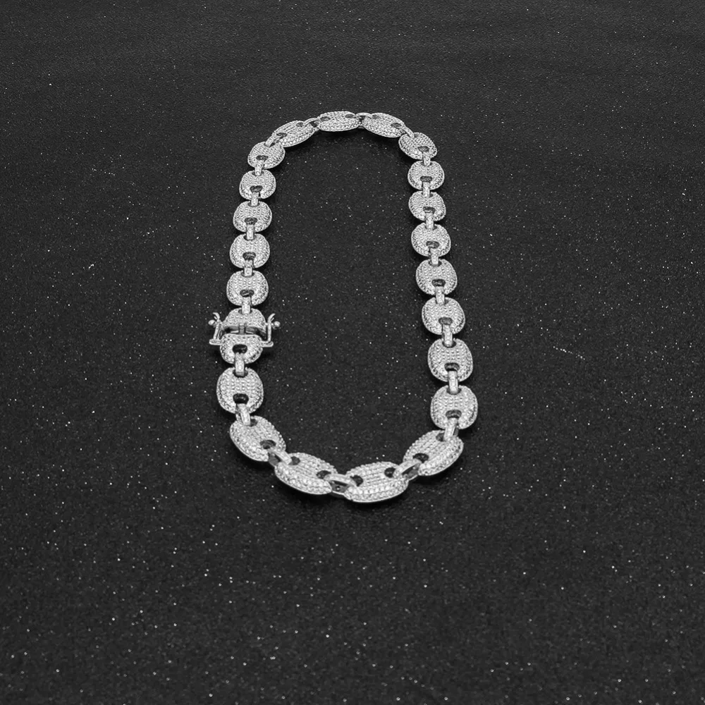 Collares Uwin 13mm para hombres/mujeres Puffed Marine Chain Fat Links Choker Hiphop Iced Out Colored Cubic Zircon joyería de moda - 5