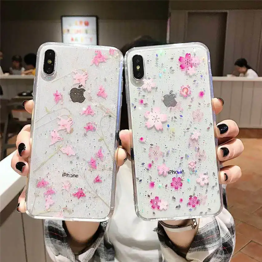 Для iPhone XR XS MAX 8 7 6s Plus мягкие прозрачные чехлы для телефонов летние свежие розовые