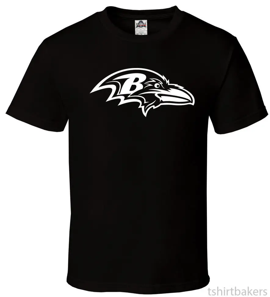 Ravens Black T Shirt Fan Football Baltimore Champs logo All Sizes S 2XL